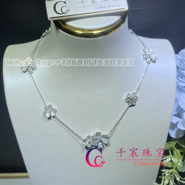 Van Cleef Arpels Frivole Necklace 9 Flowers 18k White Gold Diamond VCARN25400