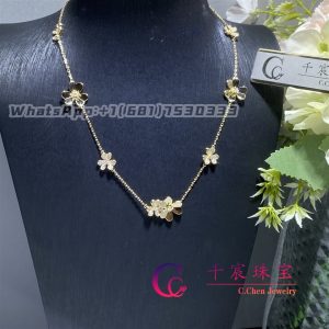 Van Cleef & Arpels Frivole Necklace 9 Flowers 18k Yellow Gold Diamond VCARP3W600