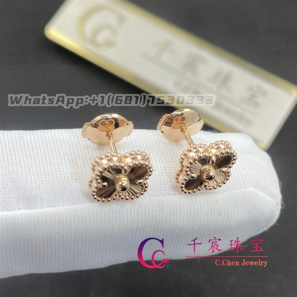 Van Cleef & Arpels Sweet Alhambra Earrings Guilloché Rose Gold-Design Jewelry