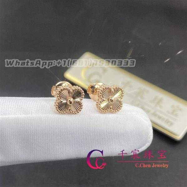 Van Cleef & Arpels Sweet Alhambra Earrings Guilloché Rose Gold-Design Jewelry