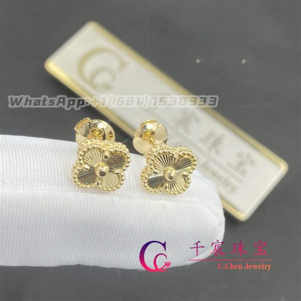 Van Cleef & Arpels Sweet Alhambra Earrings Guilloché Yellow Gold-Design Jewelry