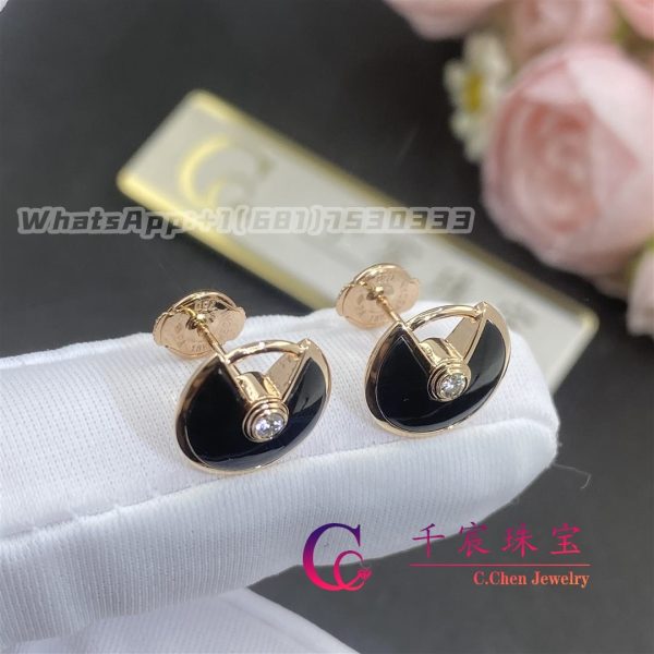 Cartier Amulette De Cartier Earrings, XS Model Onyx Rose Gold B8301239