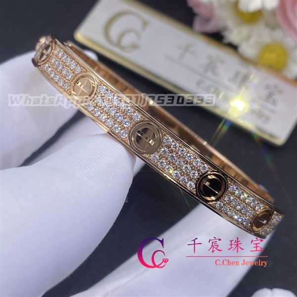 Cartier Love Bracelet in 18K Rose Gold and Pave Diamonds N6036917 – Width 6.7 mm