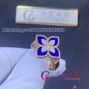 Roberto Coin Princess Flower ring rose gold with lapis lazuli Small version 20mm