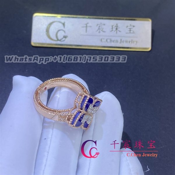 Roberto Coin Princess Flower ring rose gold with lapis lazuli Small version 20mm