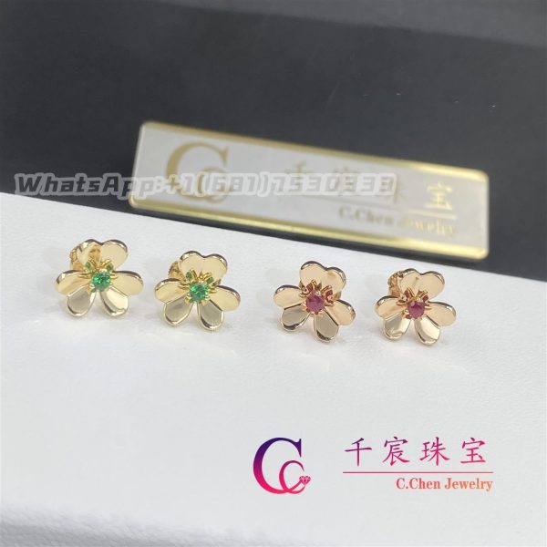 Van Cleef & Arpels Frivole earrings, mini model 18K yellow gold, Emerald VCARP7SD00