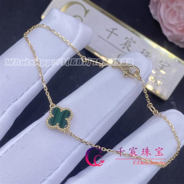 Van Cleef & Arpels Sweet Alhambra Bracelet Yellow Gold And Malachite