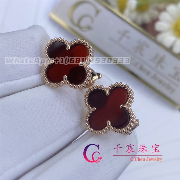 Van Cleef & Arpels Vintage Alhambra Earrings Carnelian Rose Gold