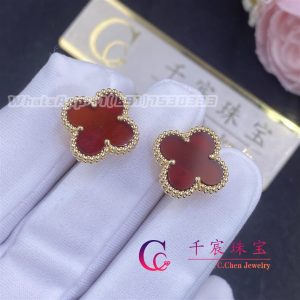 Van Cleef & Arpels Vintage Alhambra Earrings Carnelian VCARD40400