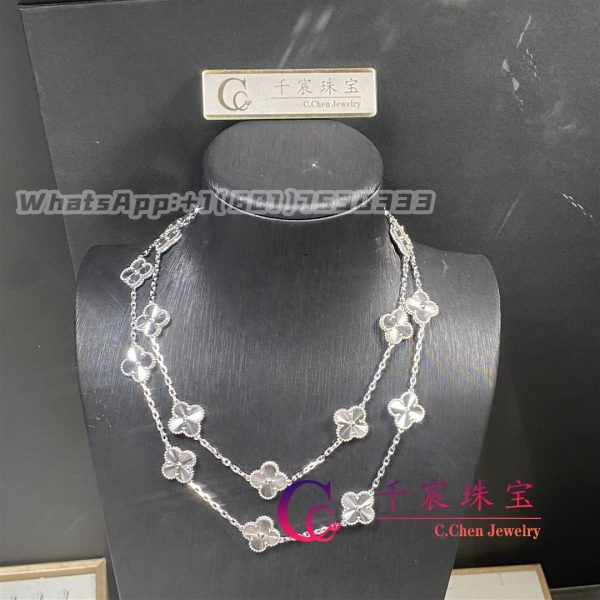 Van Cleef & Arpels Vintage Alhambra long necklace, 20 motifs guilloché rhodium plated VCARP9XH00